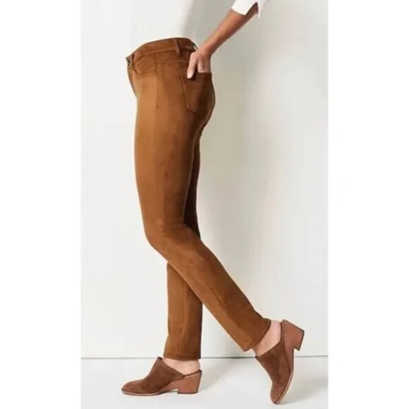NEW J. Jill Faux Suede Luxe Taylor Chestnut Mid Rise Stretch Jeans Pants 6 NWT - Picture 3 of 6